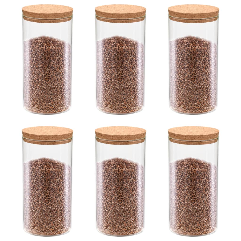 Storage Glass Jars with Cork Lid 6 pcs 1400 ml - Design Hut