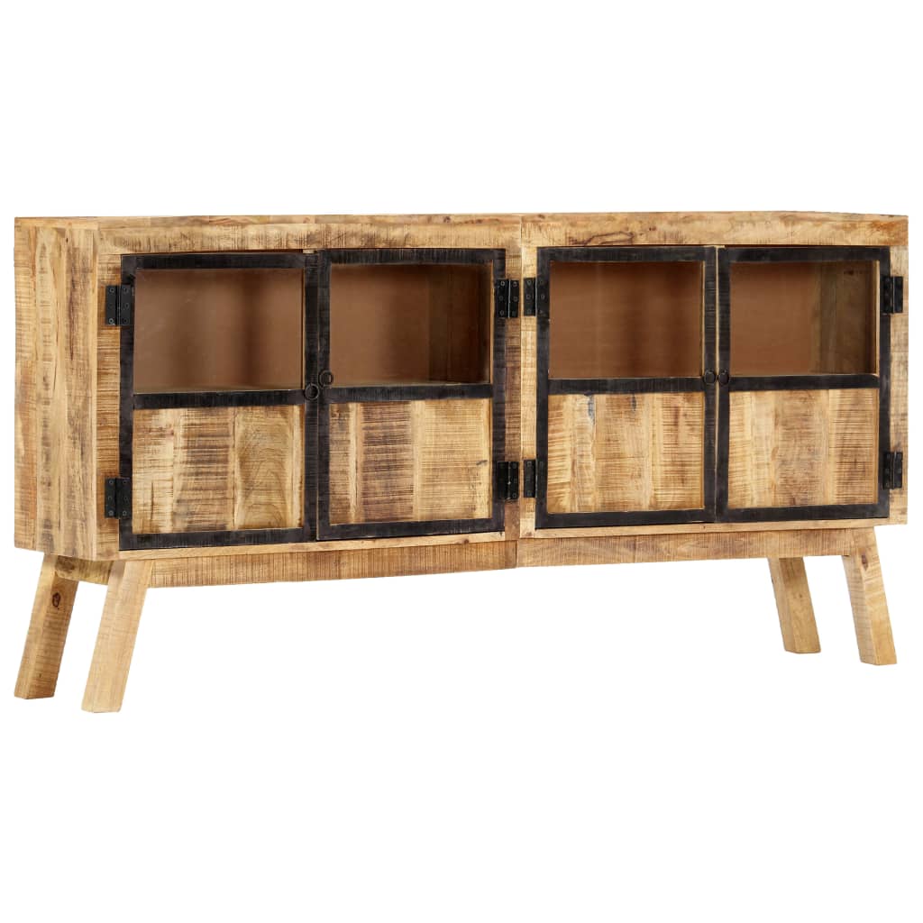 Sideboard Brown and Black 160x30x80 cm Solid Rough Mango Wood - Casper Homes