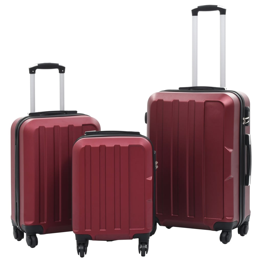 Hardcase Trolley Set 3 pcs Wine Red ABS - Discount Dealers