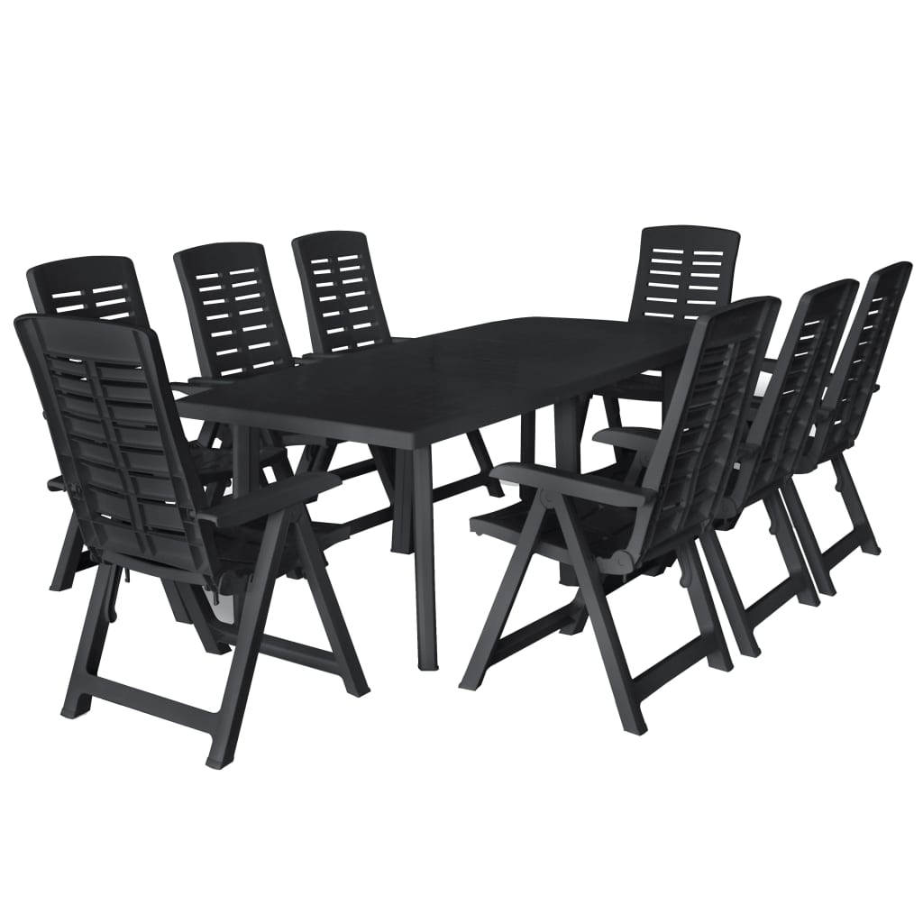 9 Piece Outdoor Dining Set Plastic Anthracite - The Home Maker