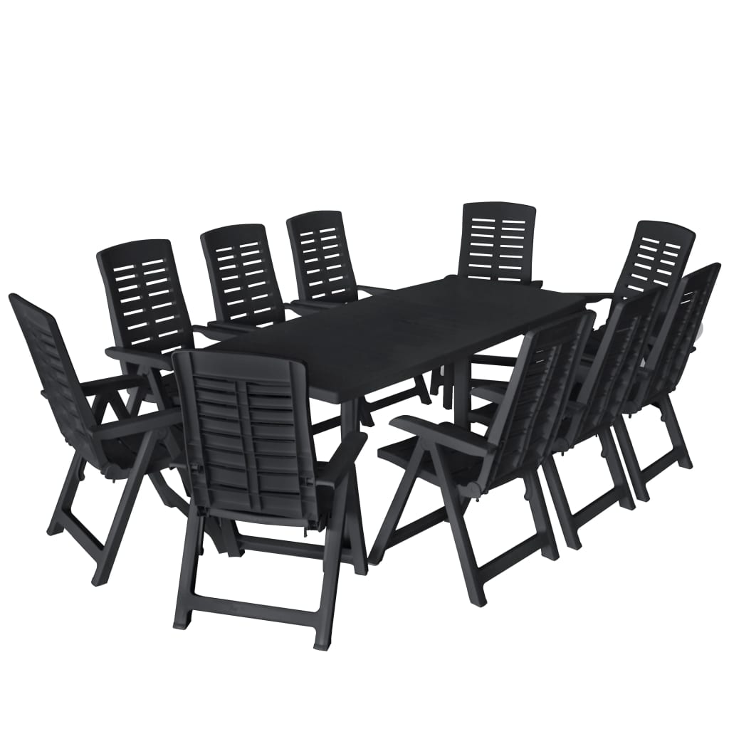 11 Piece Outdoor Dining Set Plastic Anthracite - Merkel Designers