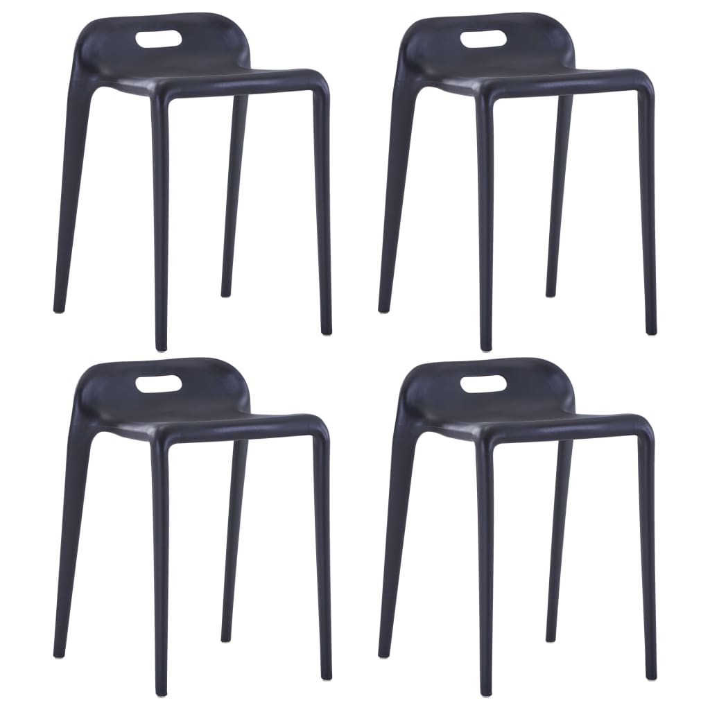 Stackable Stools 4 pcs Black Plastic - Tyrell & Tyrell