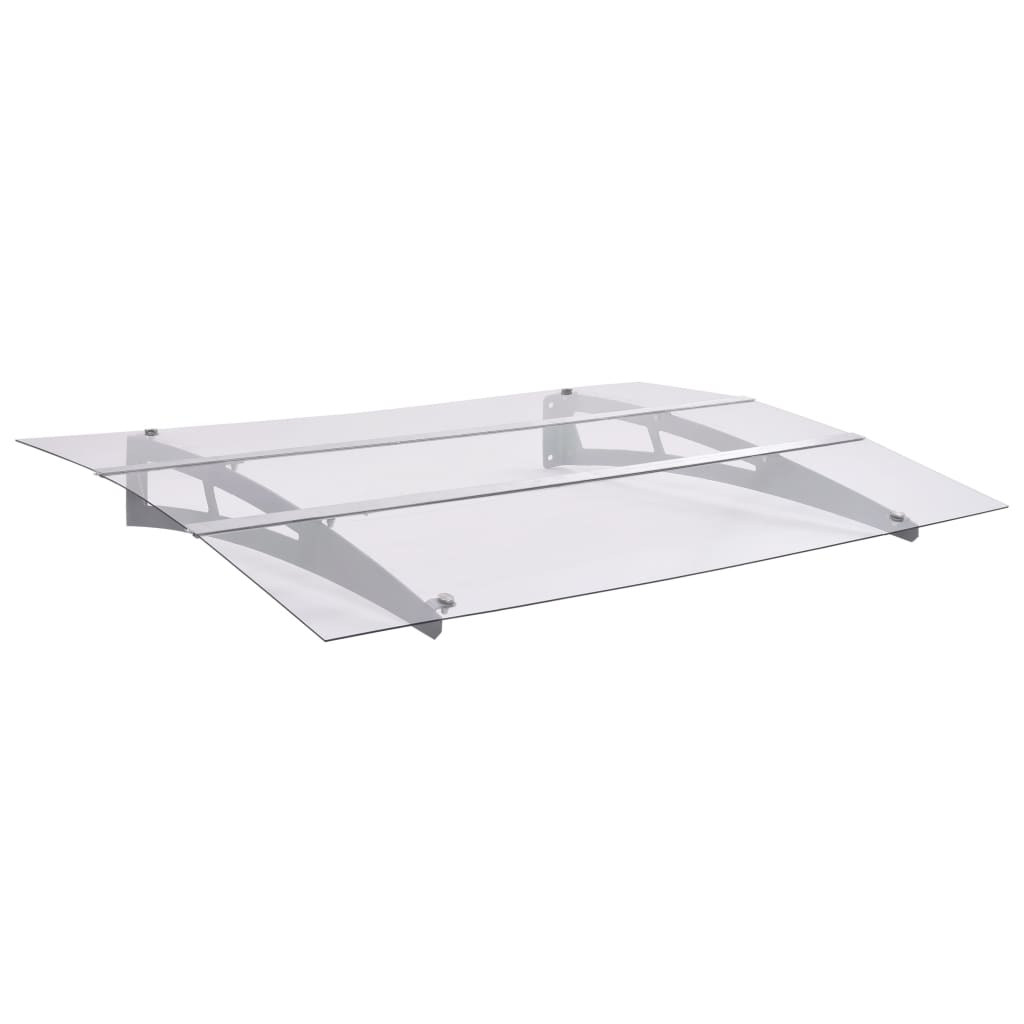 Door Canopy Silver and Transparent 120x90 cm Polycarbonate - Tyrell & Tyrell