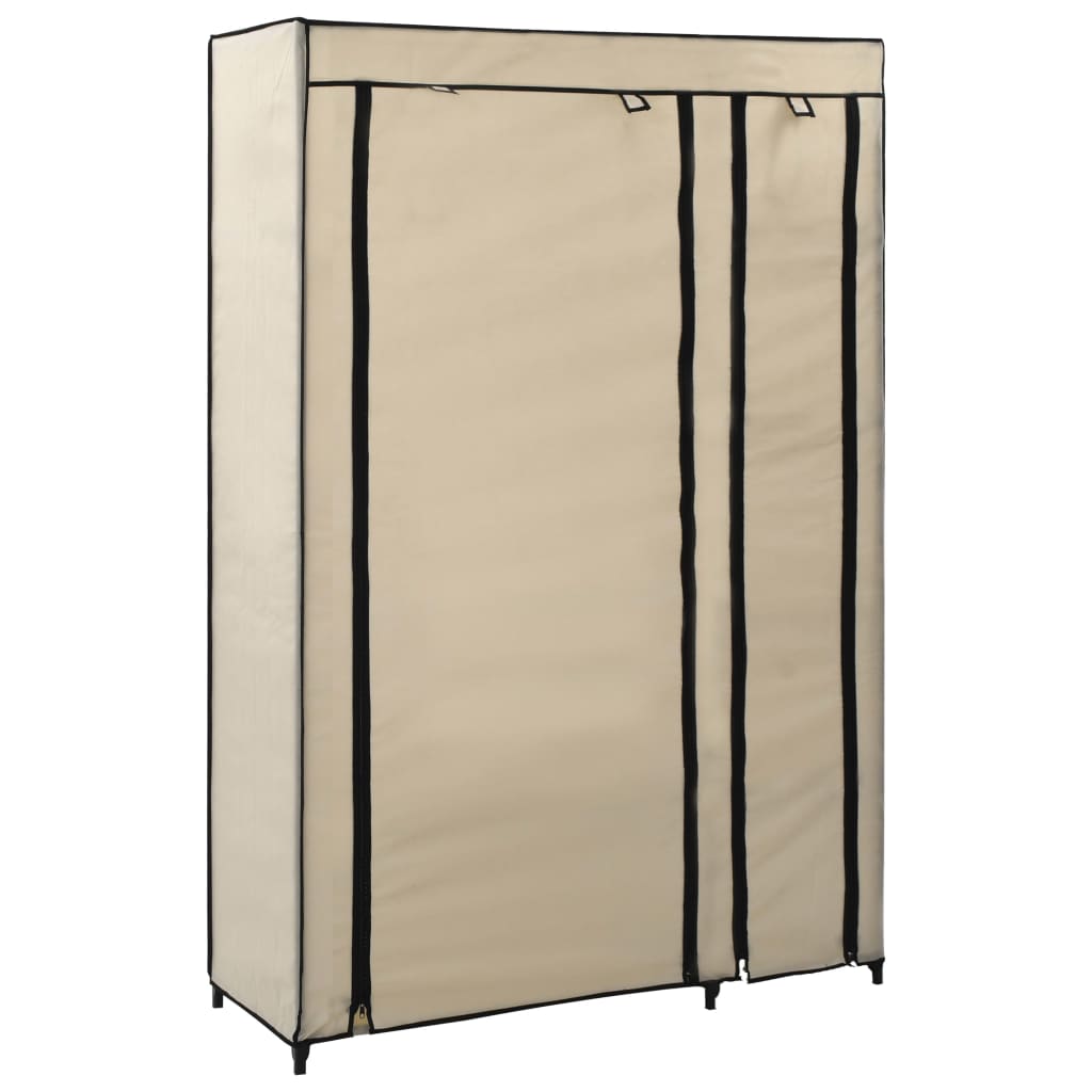 Folding Wardrobe Cream 110x45x175cm Fabric - R and M Furniture