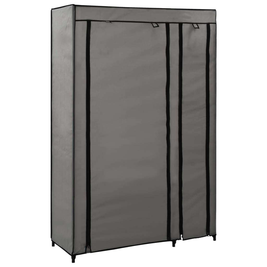 Folding Wardrobe Grey 110x45x175cm Fabric - Discount Dealers