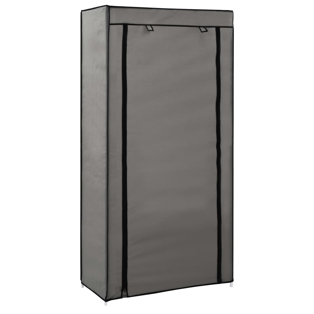 Shoe Cabinet with Cover Grey 58x28x106 cm Fabric - Decor Base