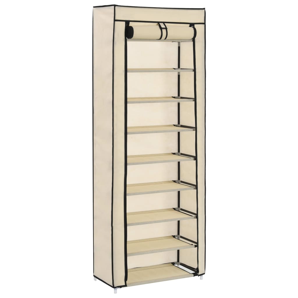 Shoe Cabinet with Cover Cream 57x29x162 cm Fabric - Merkel Designers