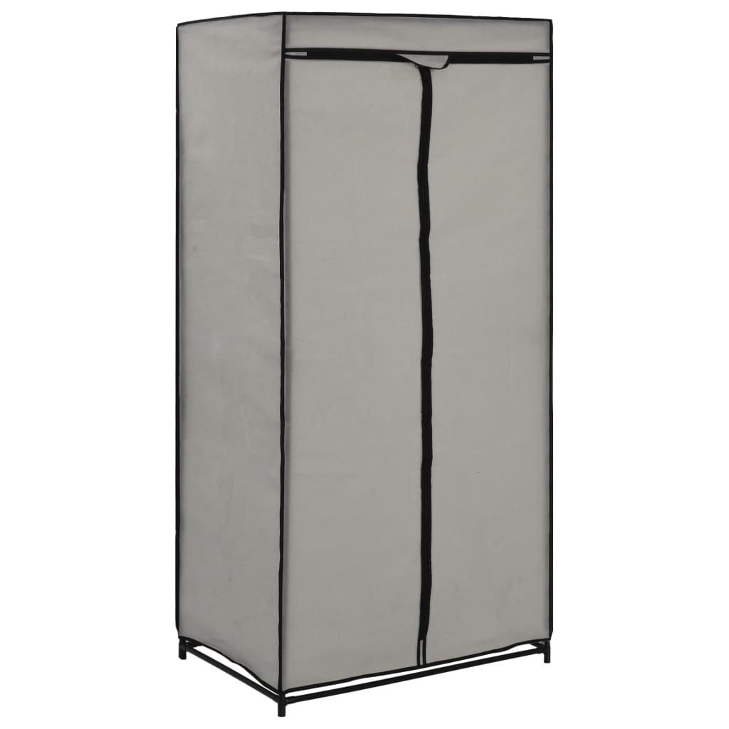 Wardrobe Iron Frame and Fabric Cover with Zippers - Grey 75x50x160cm - Design Hut