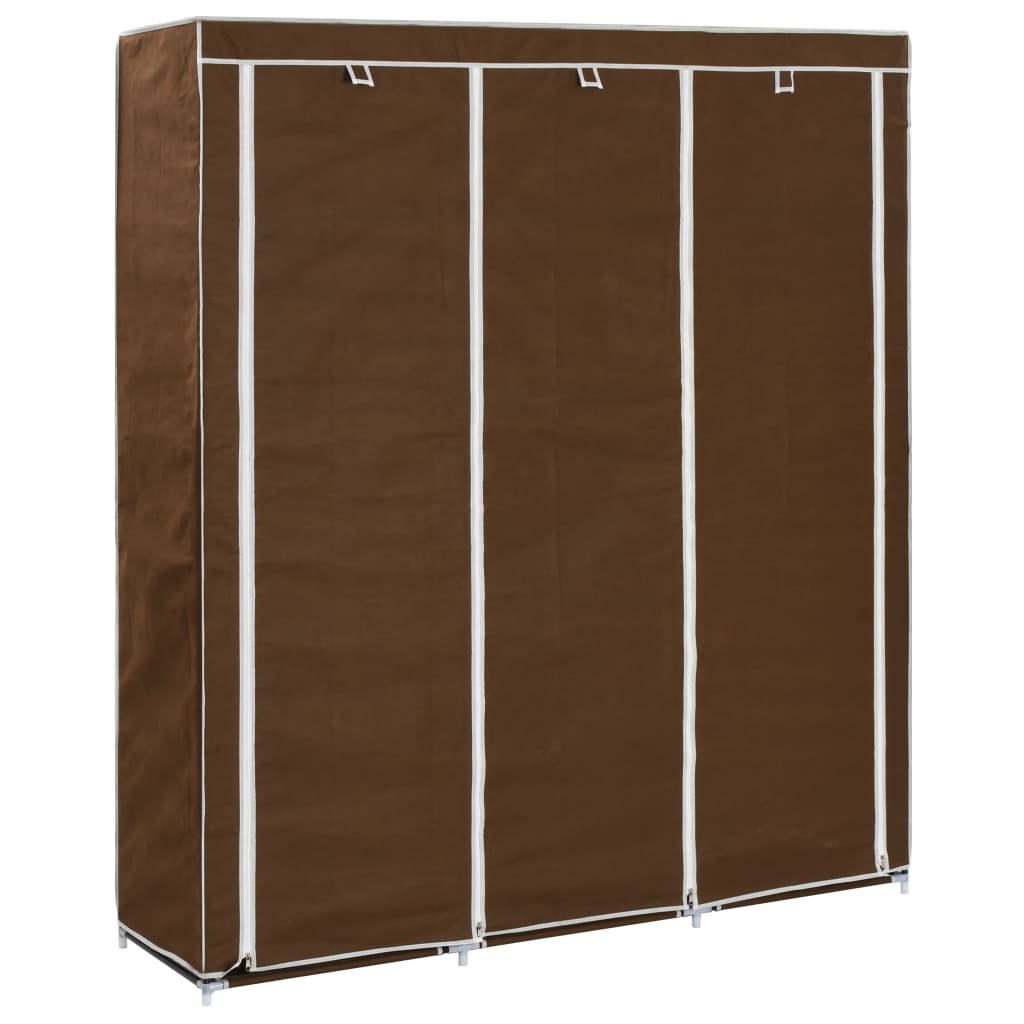 Wardrobe with Compartments and Rods Brown 150x45x175 cm Fabric - Millennium Furniture