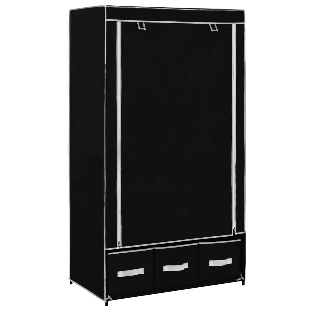 Wardrobe Black 87x49x159cm Fabric - Millennium Furniture