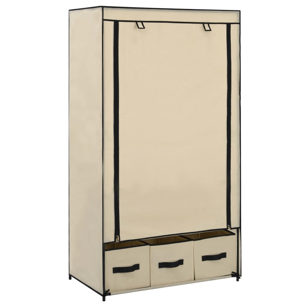 Wardrobe Cream 87x49x159cm Fabric - Merkel Designers