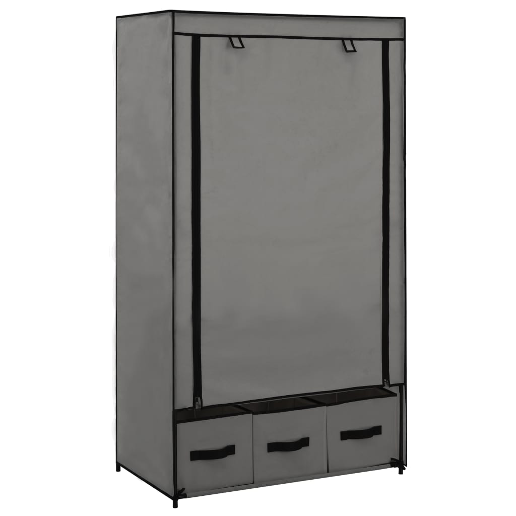 Wardrobe Grey 87x49x159cm Fabric - All Things Good