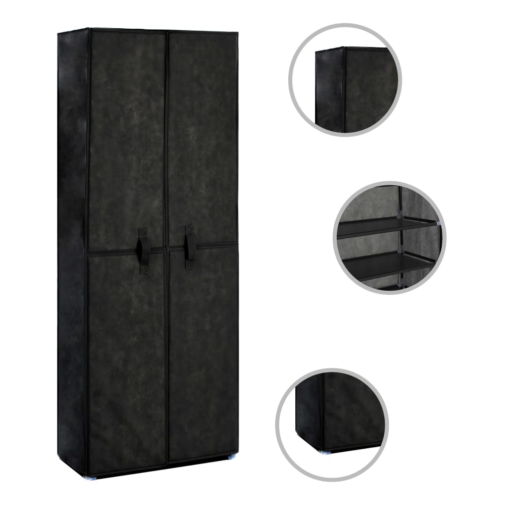 Shoe Cabinet Black 60x30x166 cm Fabric - Design Hut