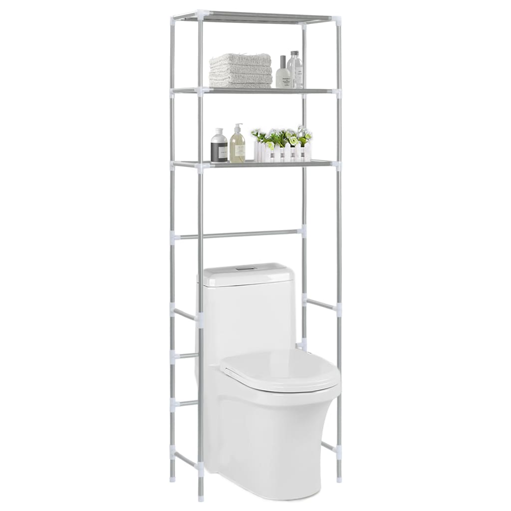 3-Tier Storage Rack over Toilet Silver 53x28x169 cm - Tyrell & Tyrell