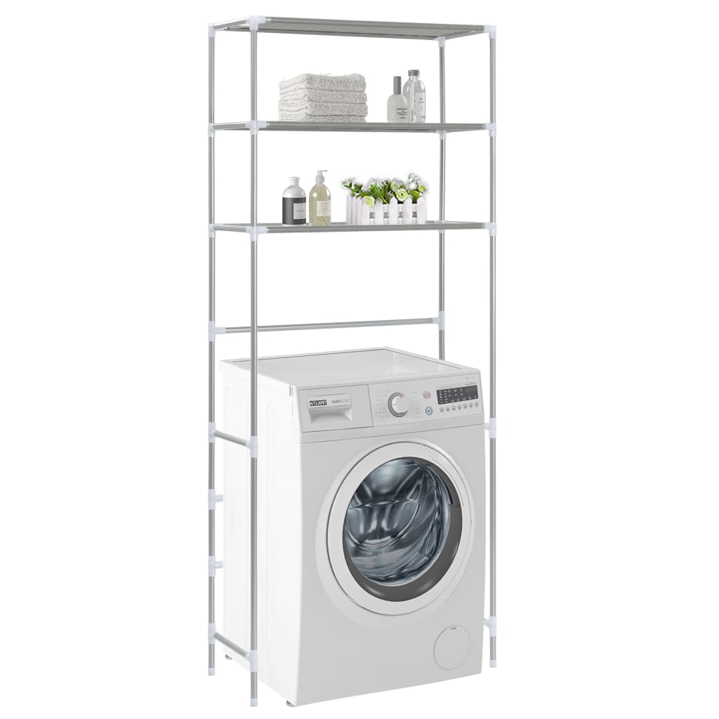 3-Tier Storage Rack over Laundry Machine Silver 69x28x169 cm - Merlin Deals