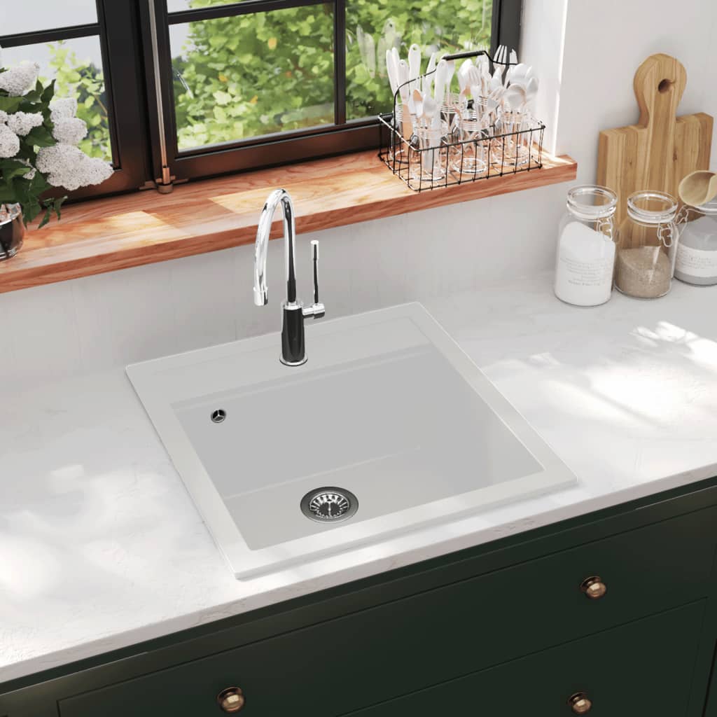 Granite Kitchen Sink Single Basin White - Merkel Designers