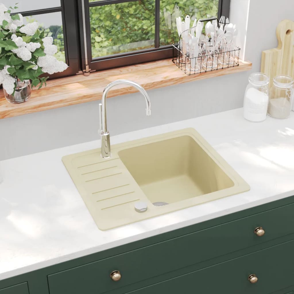Granite Kitchen Sink Single Basin Beige - Sid & Sam