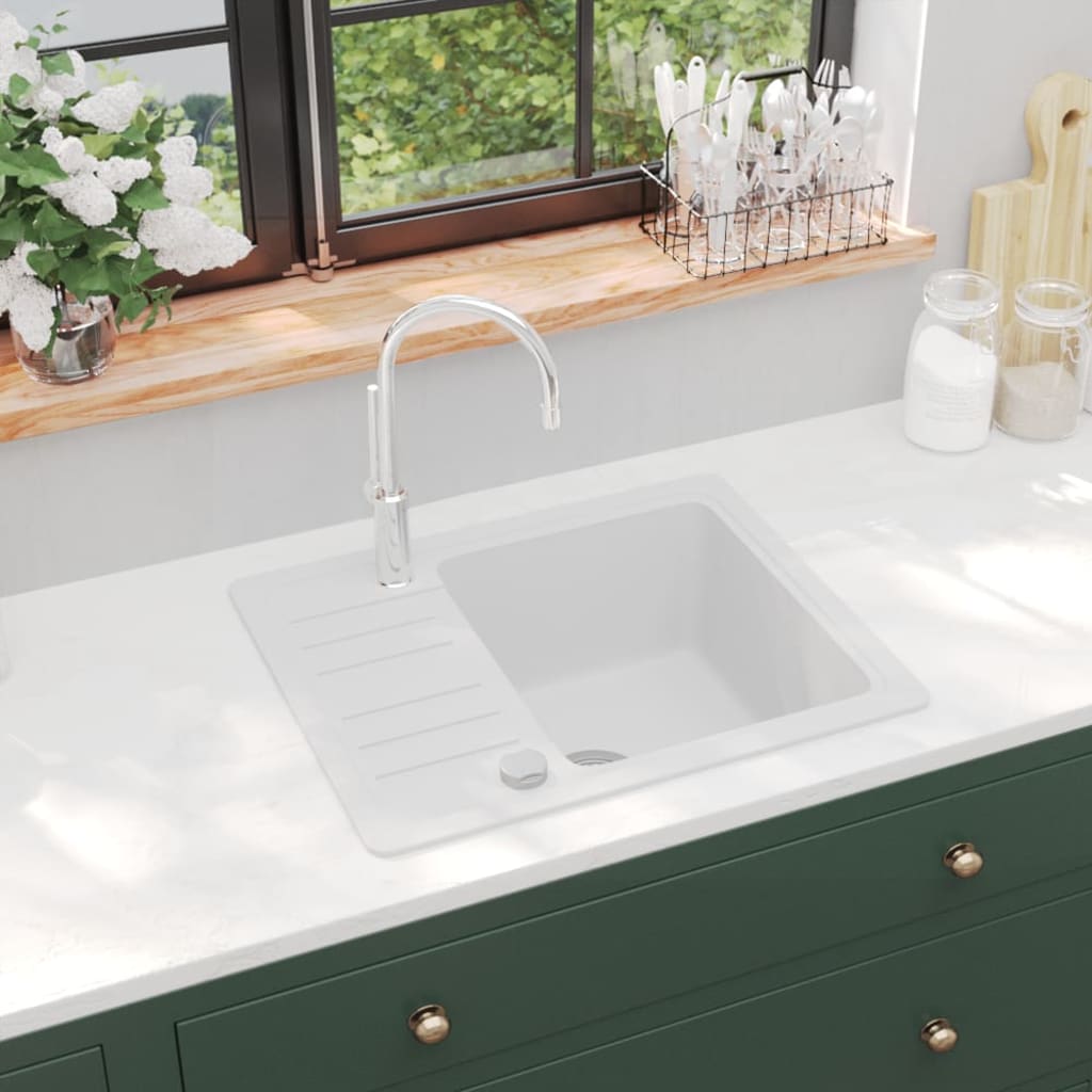 Granite Kitchen Sink Single Basin White - The Home Maker