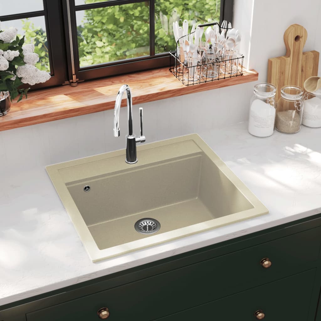 Granite Kitchen Sink Single Basin Beige - Merkel Designers