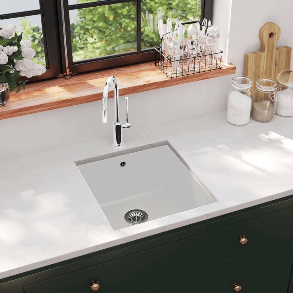 Granite Kitchen Sink Single Basin White - Merkel Designers