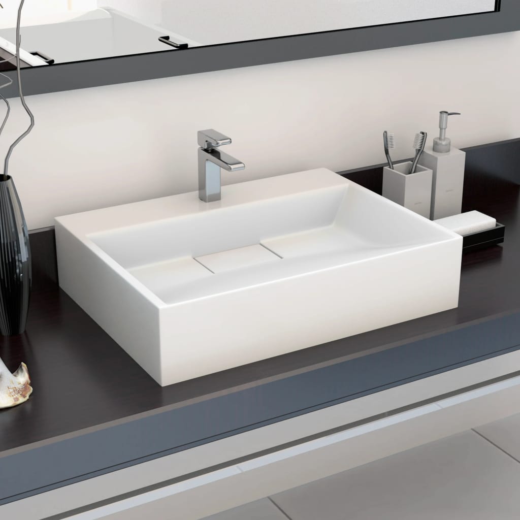 Wash Basin 50x38x13 cm Mineral Cast/Marble Cast White - The Home Maker