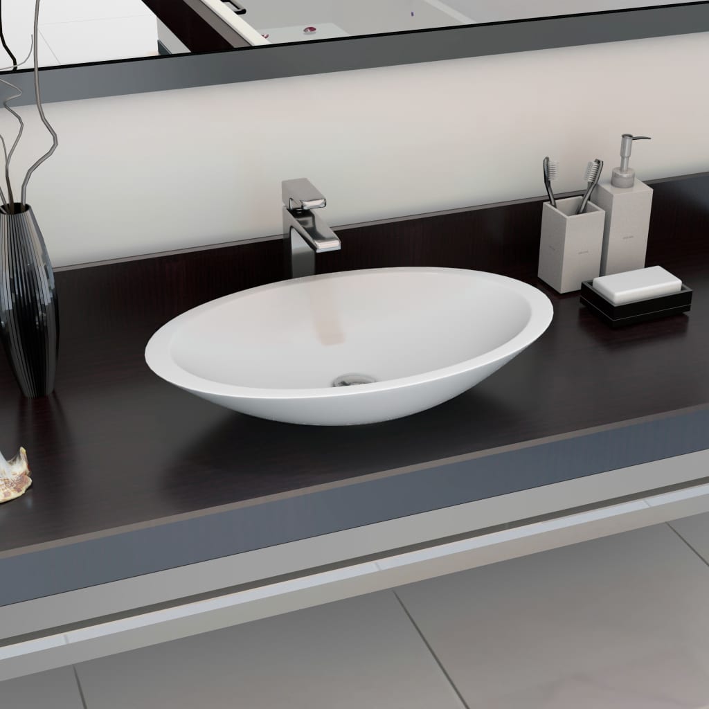Wash Basin 59.3x35.1x10.7 cm Mineral Cast/Marble Cast White - Merkel Designers