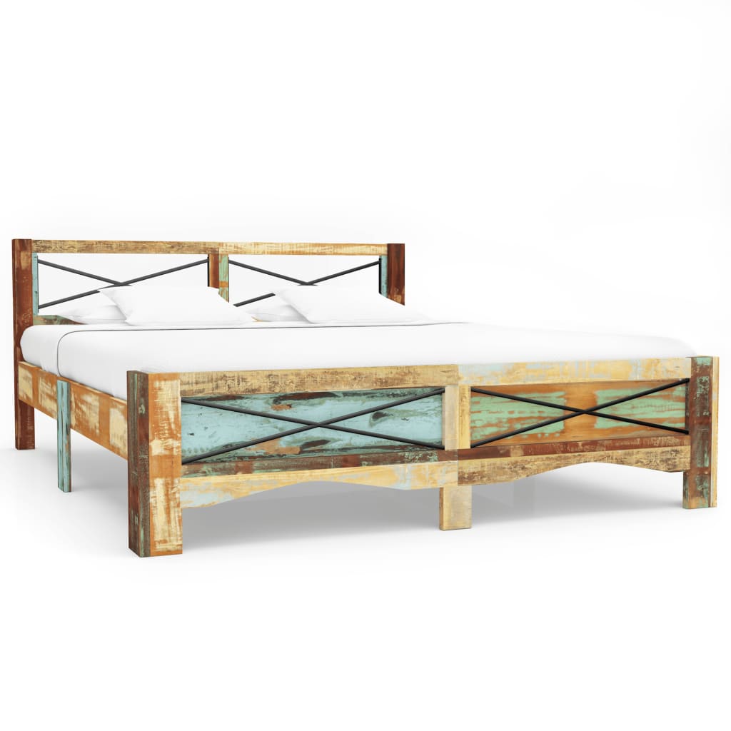 Bed Frame Solid Reclaimed Wood 140x200 cm - All Things Good