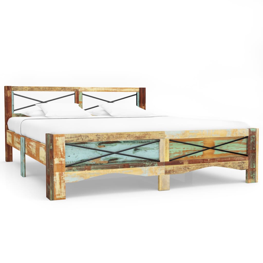 Bed Frame Solid Reclaimed Wood 160x200 cm - Style and Chic