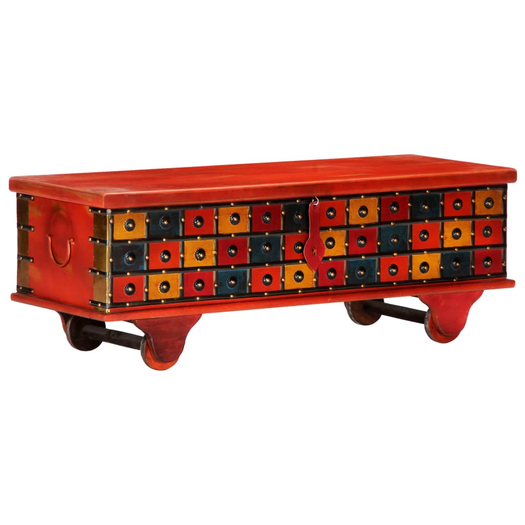 Storage Box Red 110x40x40 cm Solid Acacia Wood - Brittle & Co