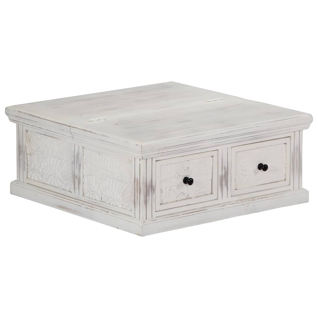 Coffee Table White 70x70x30 cm Solid Mango Wood - Tyrell & Tyrell