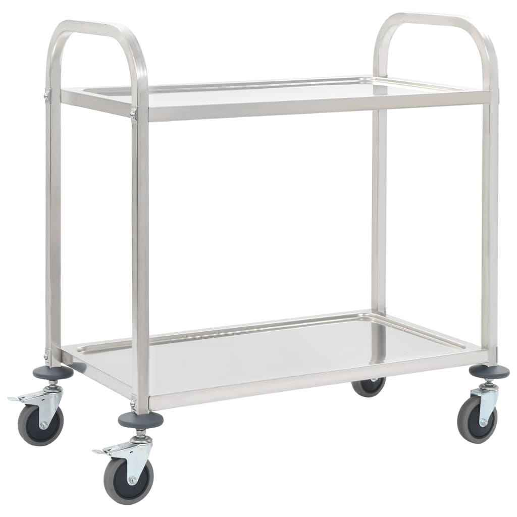 2-Tier Kitchen Trolley 96.5x55x90 cm Stainless Steel - Design Hut