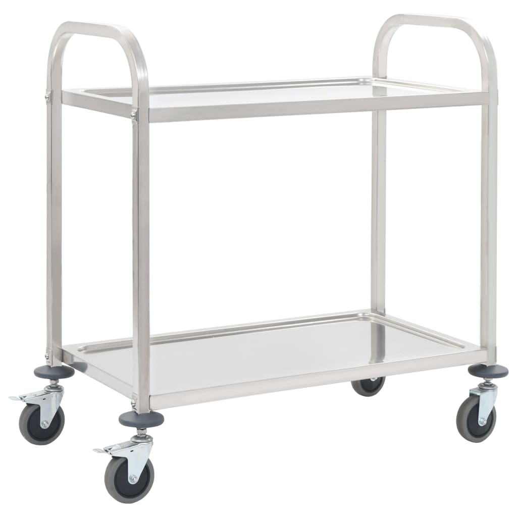2-Tier Kitchen Trolley 95x45x83.5 cm Stainless Steel - All Things Good