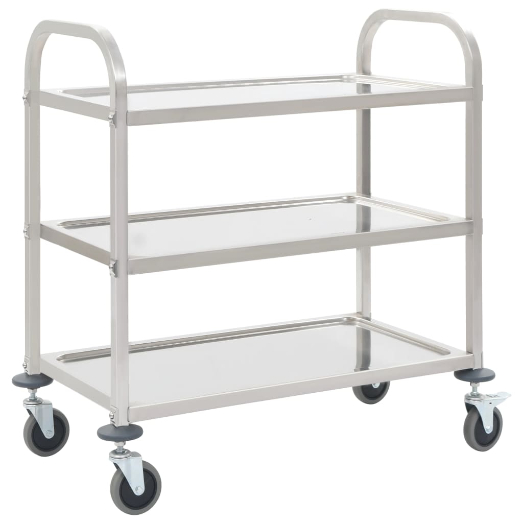 3-Tier Kitchen Trolley 96.5x55x90 cm Stainless Steel - Merkel Designers