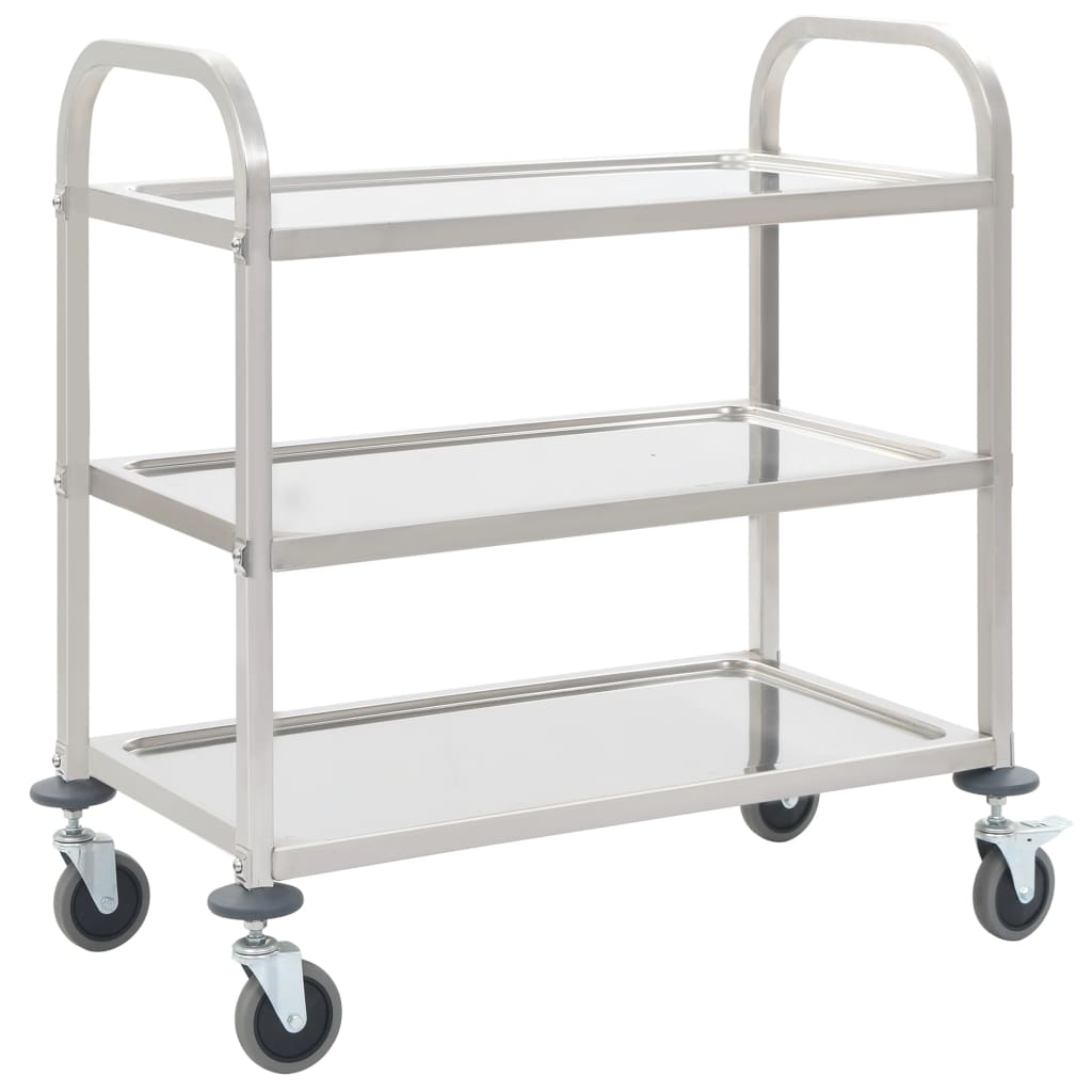3-Tier Kitchen Trolley 95x45x83.5 cm Stainless Steel - The Home Maker