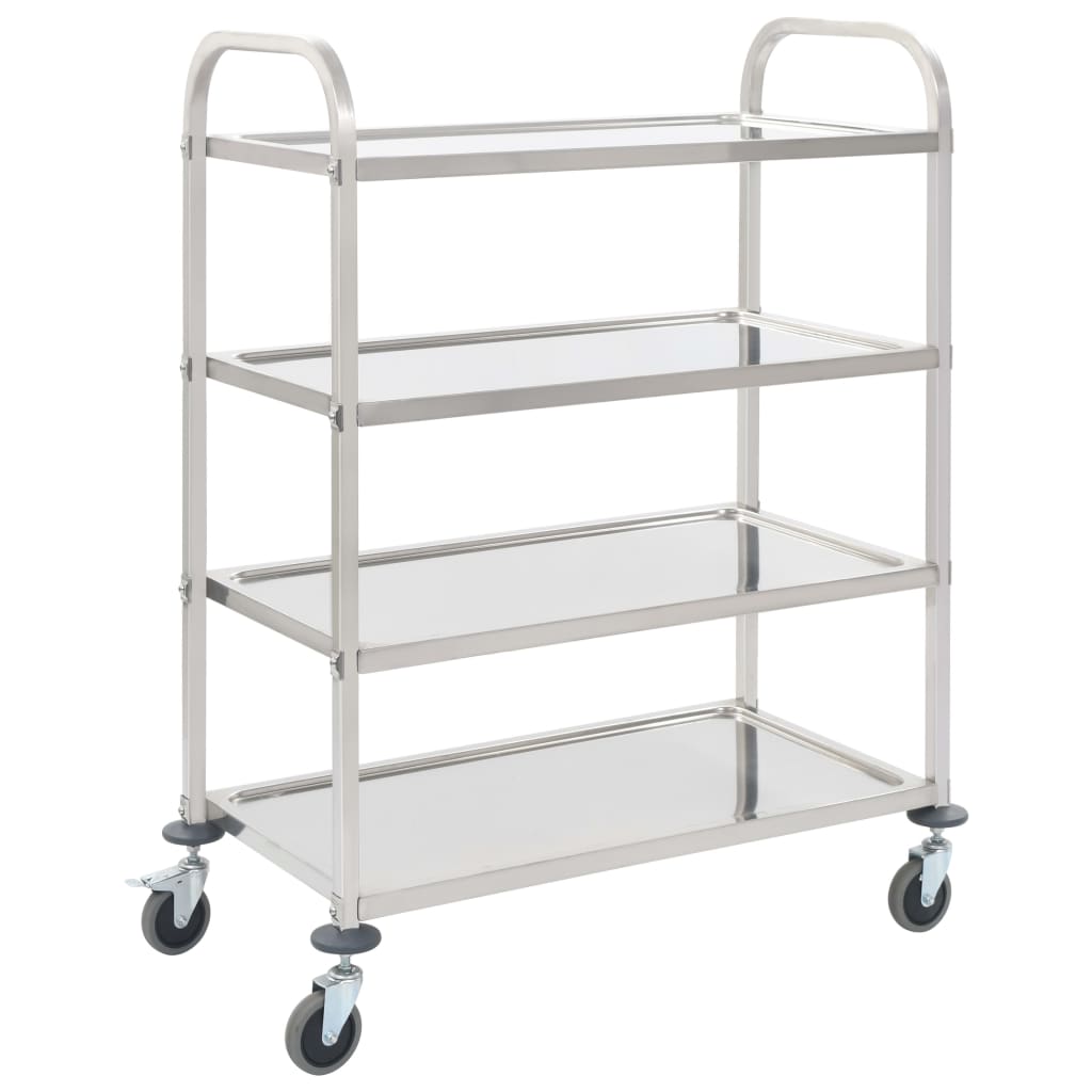 4-Tier Kitchen Trolley 107x55x125 cm Stainless Steel - Merkel Designers