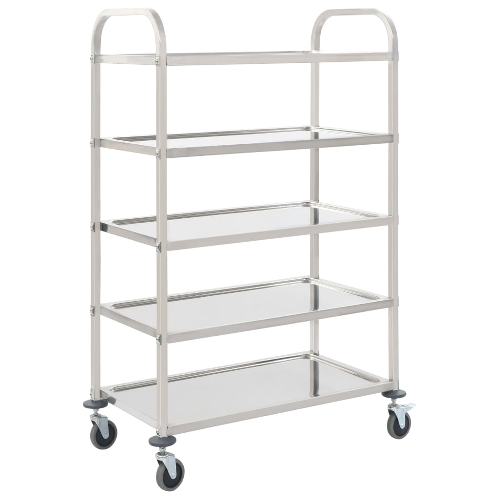 5-Tier Kitchen Trolley 107x55x147 cm Stainless Steel - The Home Maker