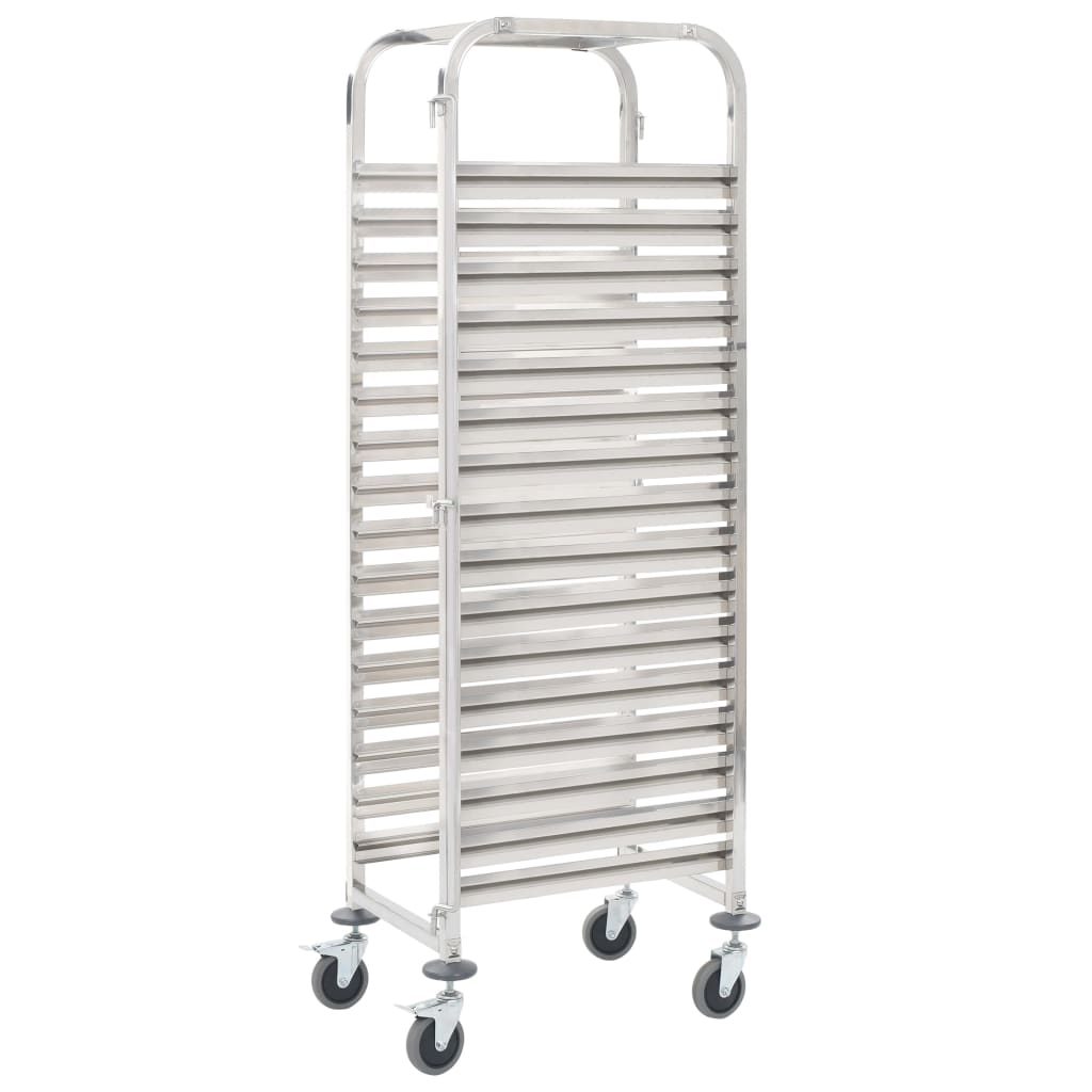 Kitchen Trolley for 16 Trays 38x55x163 cm Stainless Steel - Tyrell & Tyrell