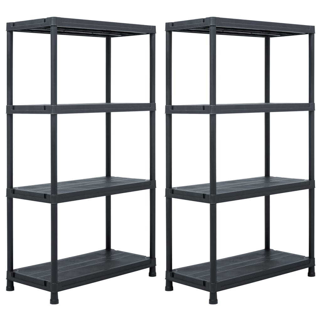 Storage Shelf Racks 2 pcs Black 60x30x138 cm Plastic - Brittle & Co
