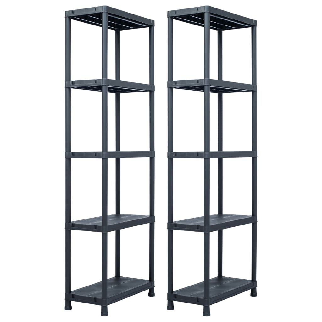 Storage Shelf Racks 2 pcs Black 125 kg 60x30x180 cm Plastic - All Things Good