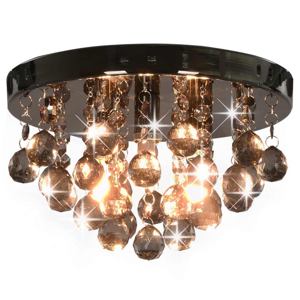 Ceiling Lamp with Smoky Beads Black Round G9 - The Home Maker