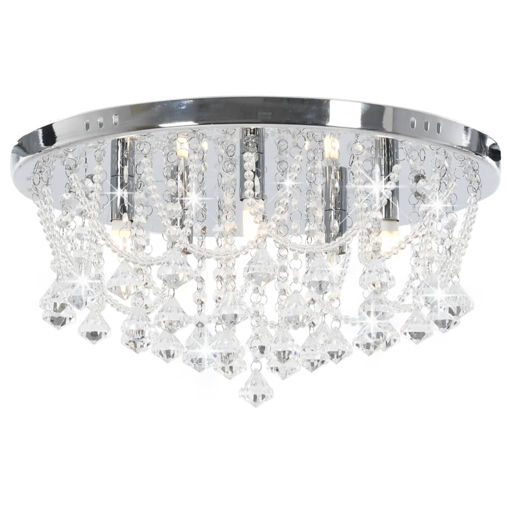 Ceiling Lamp with Crystal Beads Silver Round 4 x G9 Bulbs - The Home Maker