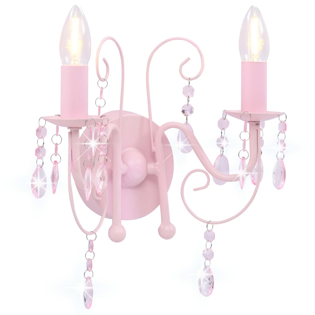 Wall Lamp with Beads Pink 2 x E14 Bulbs - Casper Homes