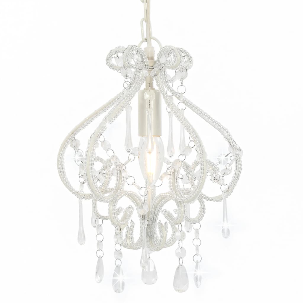 Ceiling Lamp with Beads White Round E14 - Millennium Furniture