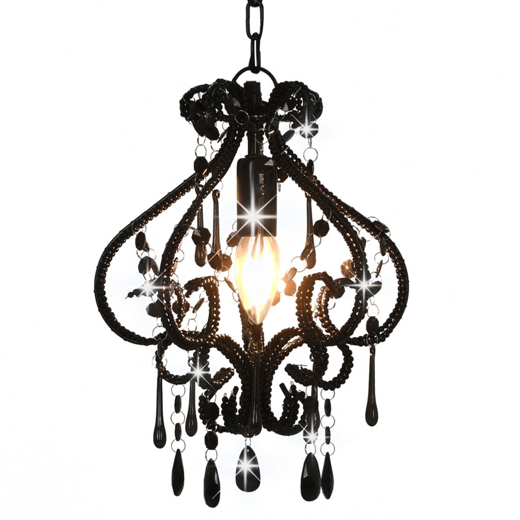 Ceiling Lamp with Beads Black Round E14 - Sid & Sam