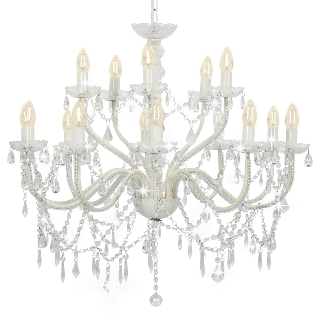 Chandelier 2-layer White 15 x E14 Bulbs - Merlin Deals