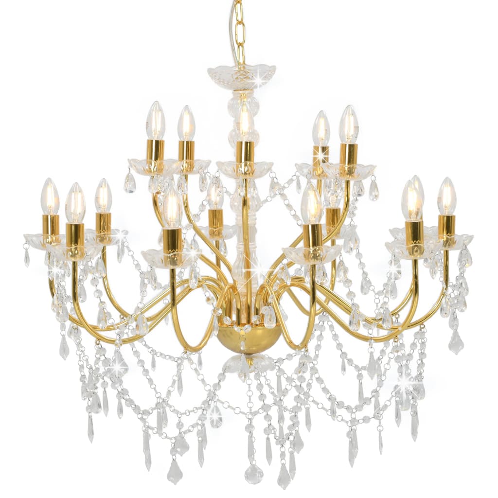 Chandelier 2-layer Golden 15 x E14 Bulbs - The Home Maker