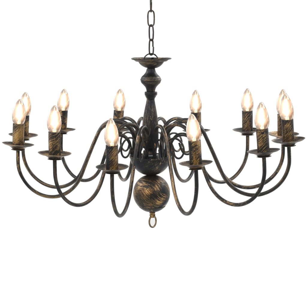 Chandelier Antique Black 12 x E14 Bulbs - Casper Homes