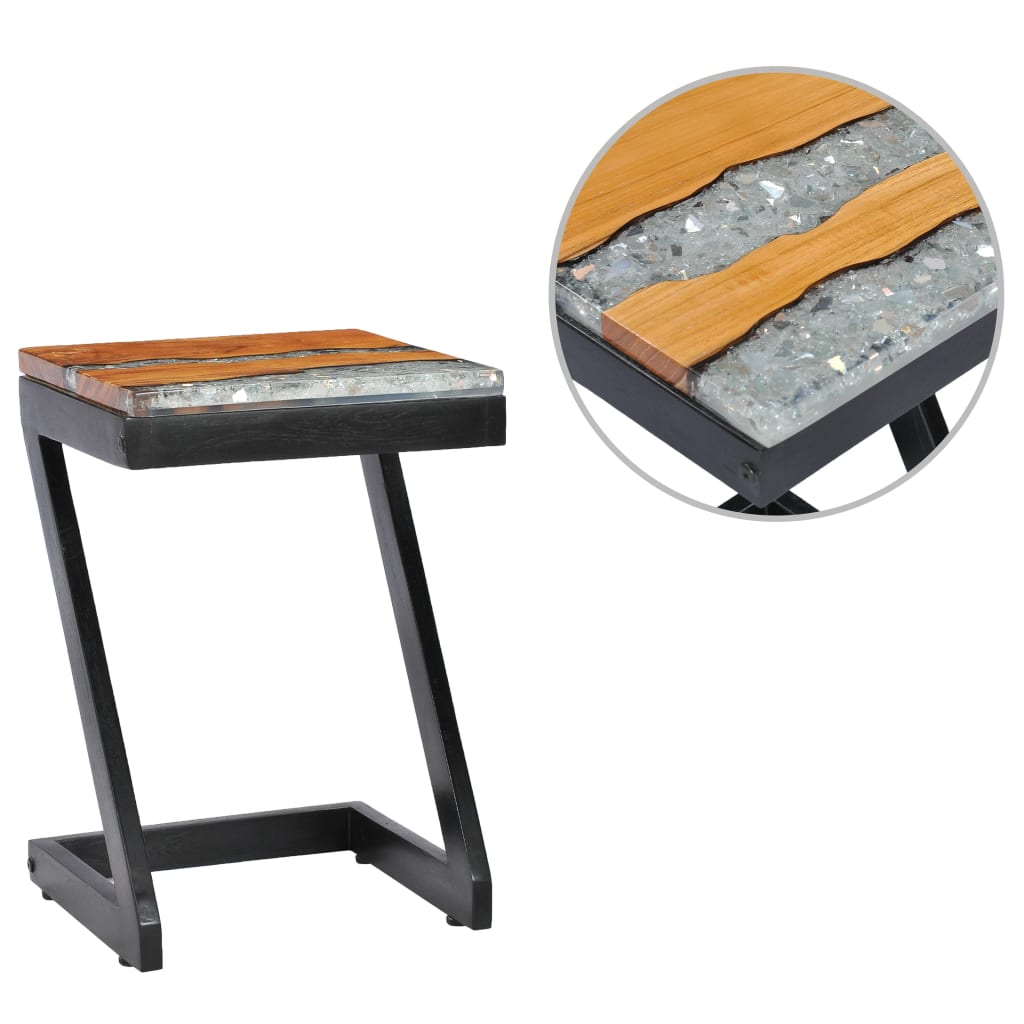 Coffee Table 30x30x50 cm Solid Teak Wood and Polyresin - Design Hut