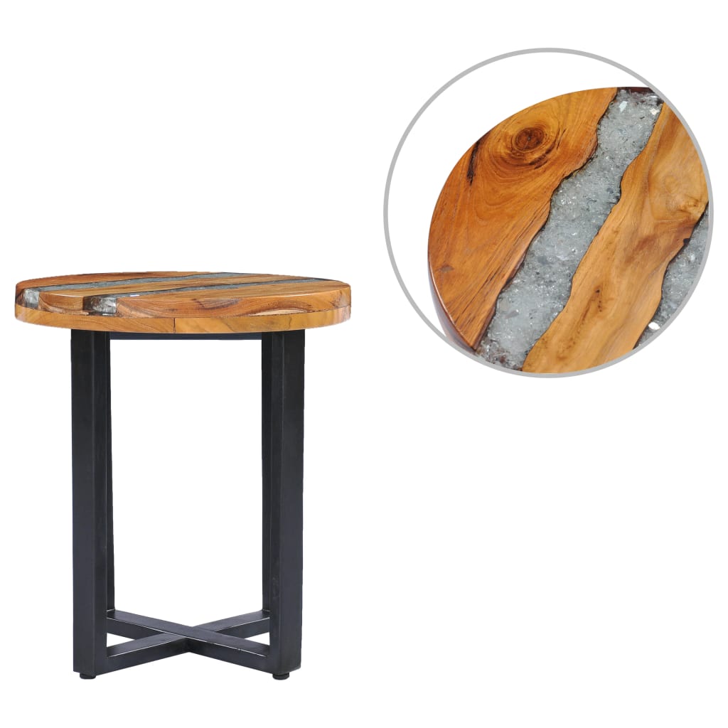 Coffee Table 40x45 cm Solid Teak Wood and Polyresin - Merlin Deals