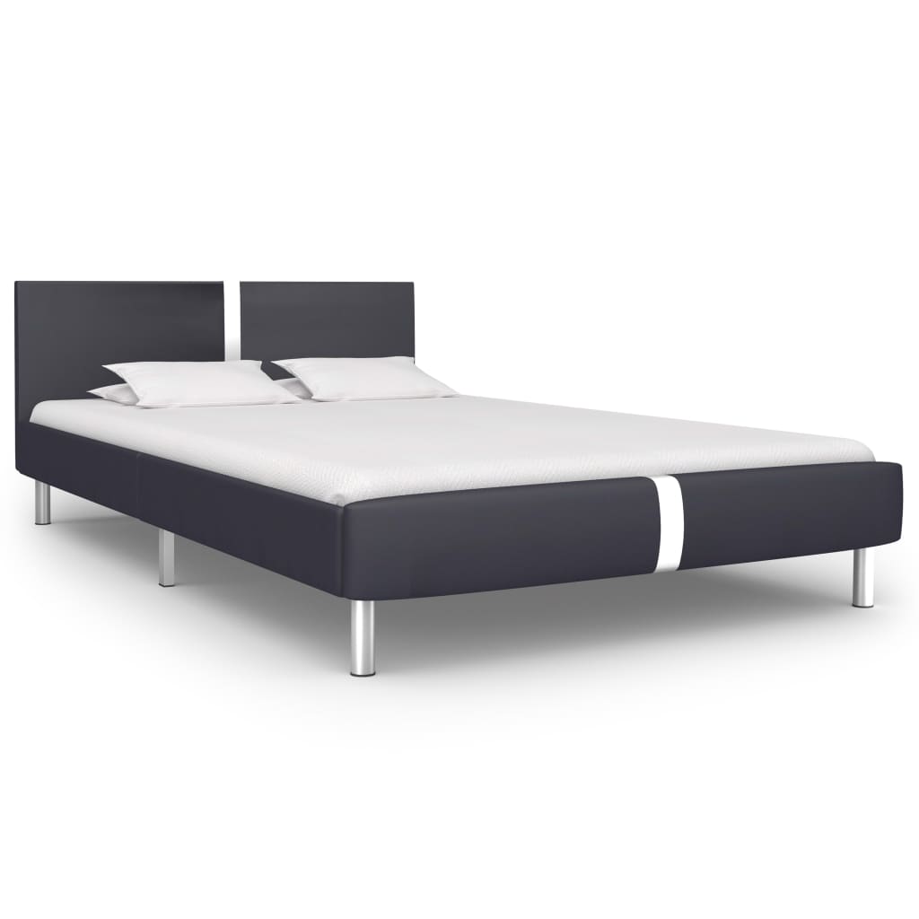 Bed Frame Black Faux Leather 135x190 cm Double - Discount Dealers